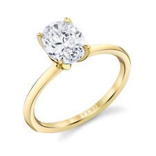 14K Yellow Gold - Sylvie - Diamond Set Tulip Style Prong Engagement Ring Solitaire Setting