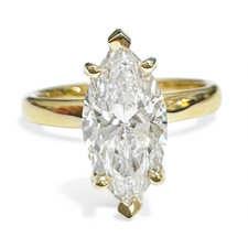 14K Yellow Gold - Lab Grown Marquise Cut Diamond Hidden Halo Engagement Ring