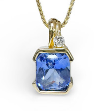 14K Yellow Gold - 2.08ct - Premium Square Radiant Partial Bezel Set & Diamond Pendant & Chain