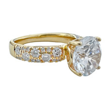  14K Yellow Gold - 2.00CT - Round Diamond Sprinkled Set Engagement Ring 