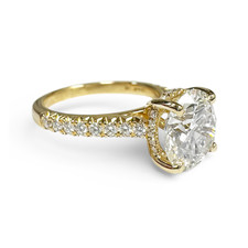 14K Yellow Gold - 3.00CT - Round Diamond Hidden Halo Diamond Engagement Ring