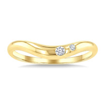 10K Yellow Gold - Flush Set Round Diamond Curved Wave Band - 0.05ct
