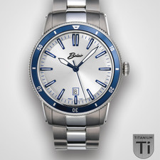 EWJ Signature Watch - Gents TITANIUM Steel Grey Dial & Blue Bezel