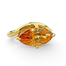 14K Yellow Gold - 3.36ct - EWJ Custom Made Marquise Brown Zircon Swirl Ring