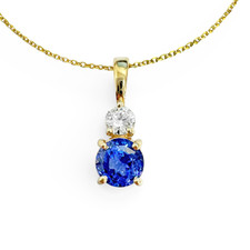 10K Yellow Gold - 1.56ct - Premium Round Tanzanite & Diamond Pendant & Chain (0.27ct)