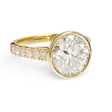 14K Yellow Gold  - 2.29ct - Lab Created Round Diamond Bezel Engagement Ring (0.42ct)