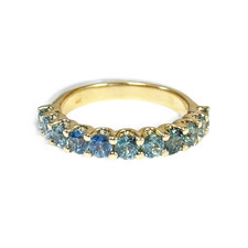 14K Yellow Gold - 0.77CT - EWJ Montana Sapphire Ombre Color Band