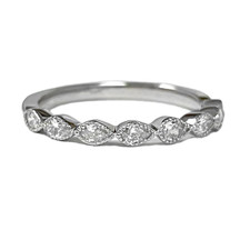 14K White Gold - 0.32ct - Bezel Set Sideways Pear Cut Diamond Band