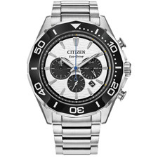 CITIZEN ECO DRIVE - Endeavor Chrono - STEEL AND BLACK BEZEL GENTS WATCH - 43MM