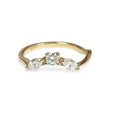 14K Yellow Gold - 0.33ct - Round & Marquise Cut Diamond Curved Band