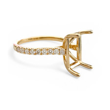 14K Yellow Gold - 0.33ct -  Radiant Shaped Cathedral Round Diamond Engagement Ring Setting