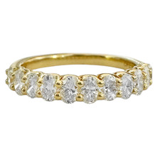 14K Yellow Gold - 0.90ct - Vertical Oval Cut Diamond Shared Prong Band