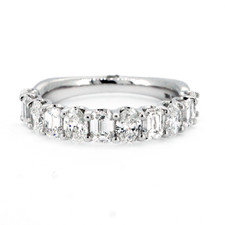 14K White Gold - 1.65ct -  Fancy Emerald & Oval Cut Diamond Shared Prong Band