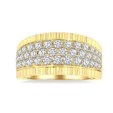 14K Yellow Gold - 1.15ct - 4mm Wide Round Diamond Pave Set Coin Edge Band