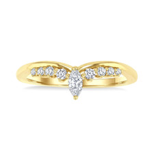 14K Yellow Gold - 0.25ct - Marquise & Round Chevron Diamond Band