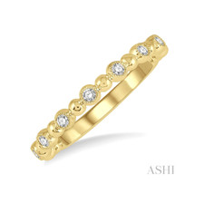 14K Yellow Gold - 0.15ct - Round Bezel Diamond Alternating Bead Band
