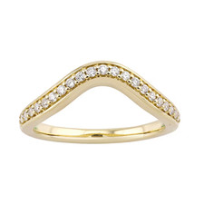 14K Yellow Gold - 0.20ct - Round Diamond Curved Bead Set Band