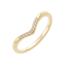 14K Yellow Gold - 0.05ct - Round Diamond Set Curved Chevron Band