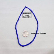 Fibre Optic - Cats Eye Glass - 4mm Round Beads - Cobalt Blue