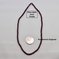 Fibre Optic - Cats Eye Glass - 4mm Round Beads - Purple 