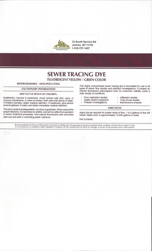 Sewer Tracing Dye Super Concentrate Yellow Green. The competitions doesn't even come close to this formula!