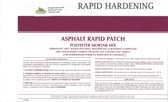 ASPHALT RAPID PATCH RAPID HARDENING 2 PART REPAIR KIT MORTAR MIX 100% SOLIDS BLACKTOP RESURFACING           
