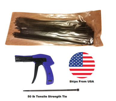 Standard Cable Tie Tool Gun with 100 Zip Ties 11" 