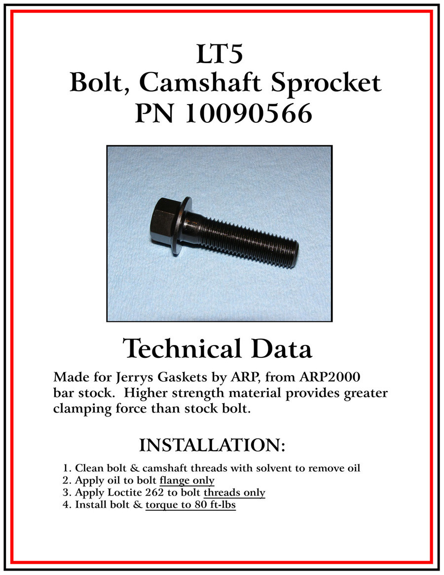 Camshaft Sprocket Bolt Installation Guide Jerrys Gaskets