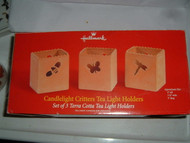 Hallmark Halloween CANDLELIGHT CRITTER TEA LIGHT HOLDERS Terra Cotta Set of 3