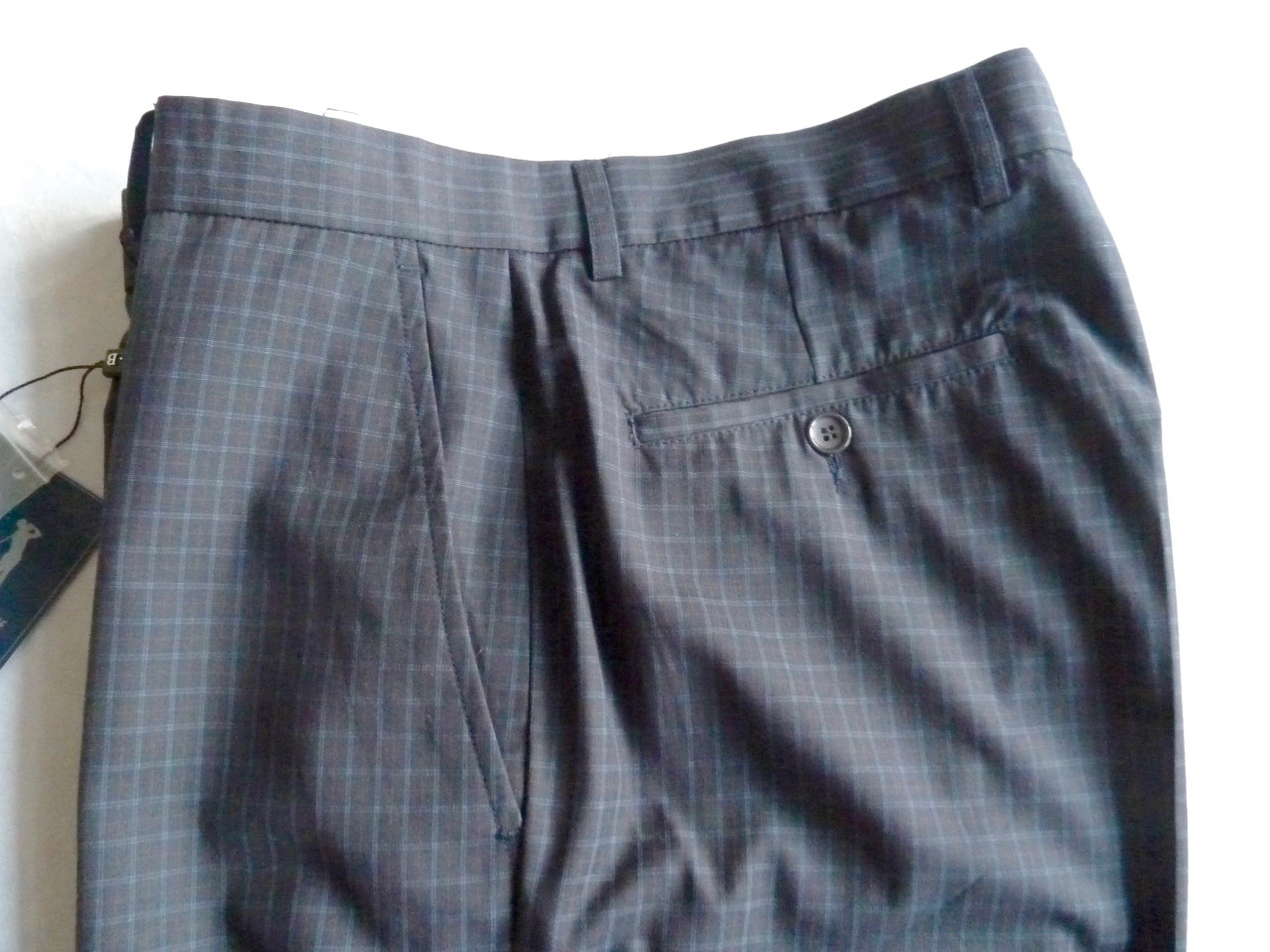 JRB Mens Golf Trousers Navy Blue Check 