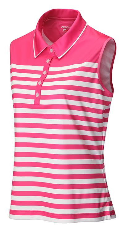 JRB Ladies Stripe SHORT SLEEVED Golf Shirt Fuchsia Large - PRICE ...