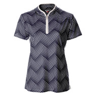 JRB Ladies Fashion Print Golf Shirt Navy Dot