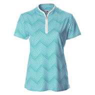 JRB Ladies Fashion Print Golf Shirt Aqua Dot