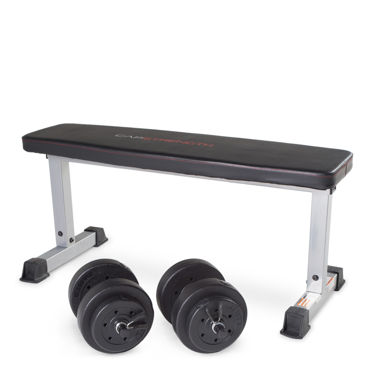 Cap Strength Flat Bench With 40 Lb Vinyl Weight Set Fms Cs703 42