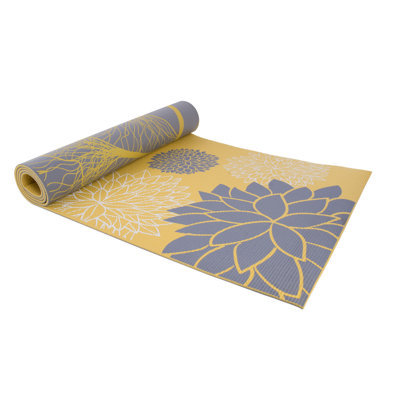Cap Yoga Eco Friendly Dahlia Ginkgo Reversible Yoga Mat With Carry