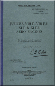 Bristol Jupter VII F , VIII F.P. XIF. & XI F.PI   Aircraft Engine Maintenance Manual  ( English Language ) 
