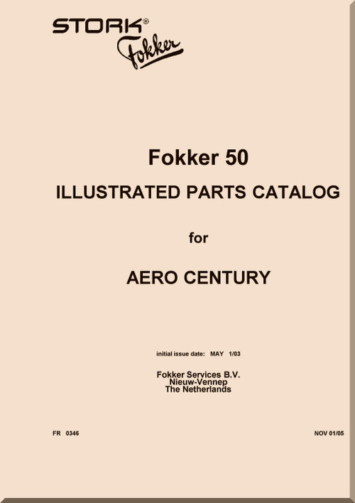 Fokker F-50  Aircraft   Illustrated Parts Catalog  Manual -