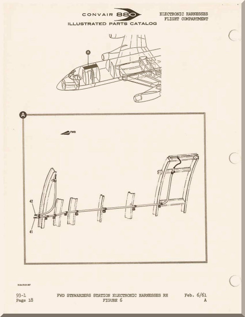 Convair 880  Illustrated Parts Catalog   Manual -  358 pages - 1960 ( It is Not complete)
