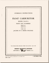 Bendix Aeroplane Aircraft Carburetor Model NA-R7A Overhaul  Manual - 1958