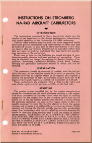 Bendix -  Stromberg  Aeroplane Aircraft Carburetor Model NA- R4D  Instructions Manual