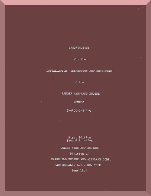 Ranger 6-440 C -2 -3 -4 -5   Aircraft Engine  Service Manual  ( English Language )