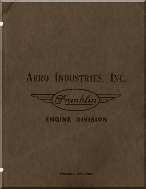 Franklin 6A4-150-B3 Aircraft Engine Part List  Manual -1963