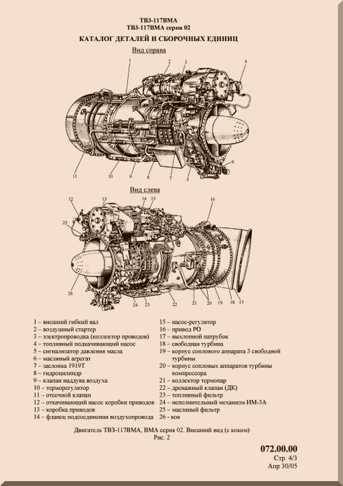 Klimov - Isotov TV3-117 / TB-3 -117 BMA  Aircraft   Engines Parts Catalog  Manual  - 509 pages , (Russian Language)