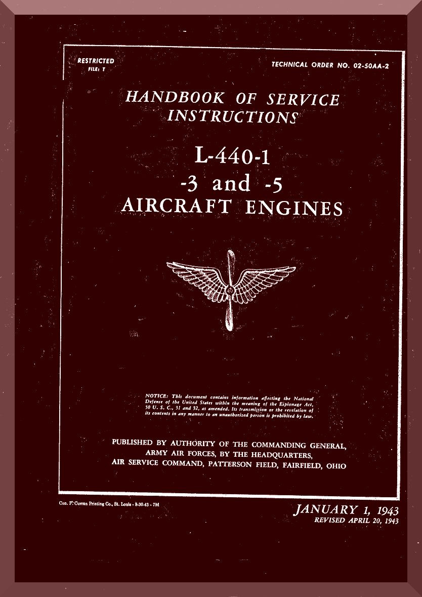 Ranger L-440 C -1 -3 -5 Aircraft Engine Maintenance Manual ( English ...