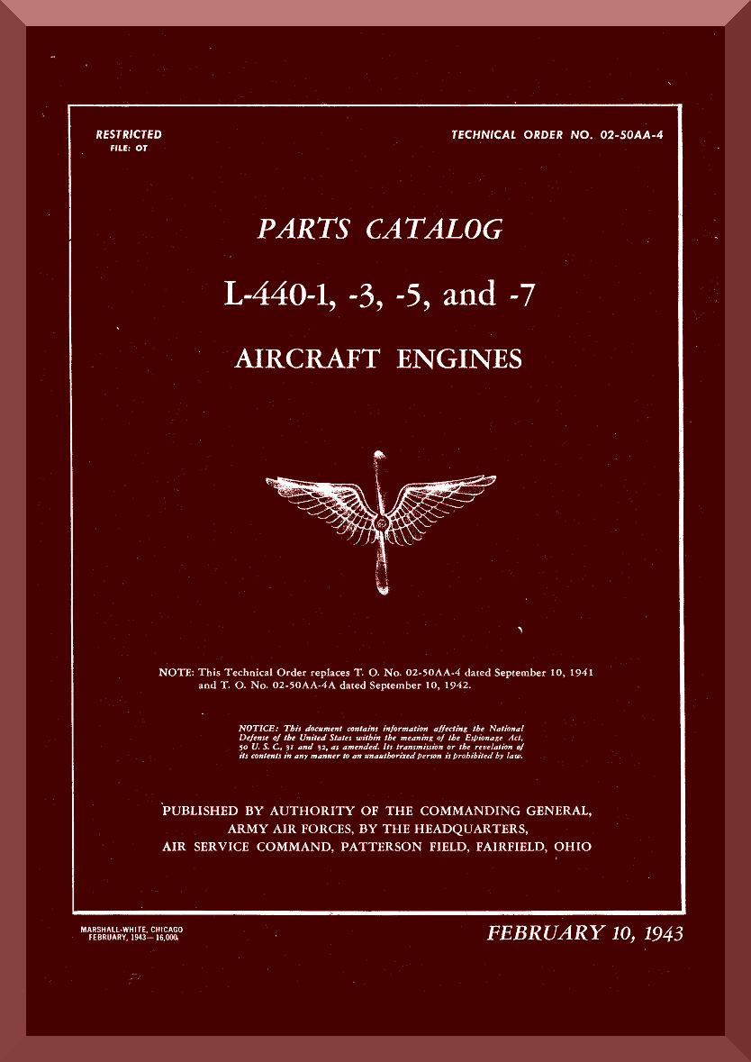 Ranger L440 C 1 3 7 Aircraft Engine Parts Catalog Manual ( English