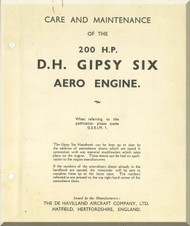 De Havilland SIX 200 Hp Aircraft Engine Maintenance Manual