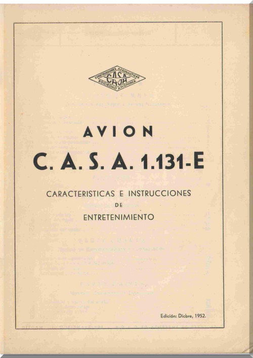 CASA 1.131 E Jungmann / Bücker Bü 131 E  Aircraft Instruction Manual  - 1952 (Spanish Language)