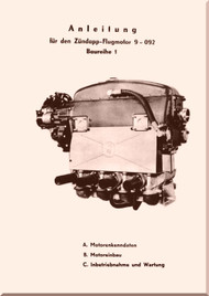 Zundap Z 9-092  Series 1 Aircraft Engine Specifications, Installation and Maintenance Manual , 1938 (German Language)