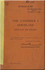 Westland Lysander I Aircraft  Service Handbook Manual -  A.P. 1582A Vol. 1 - 1939
