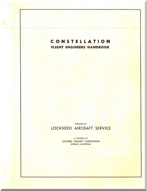 Lockheed L-749  Constellation  Aircraft Flight   Engineers Handbook Manual -  1953